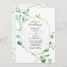 幾何学的な緑のユーカリ葉ス結婚ズの