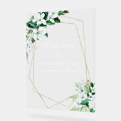 幾何学的な緑の婚約パーティ アクリルサイン (傾斜)