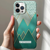 幾何学的な緑の山々 パーソナライズデザイン Case-Mate iPhoneケース