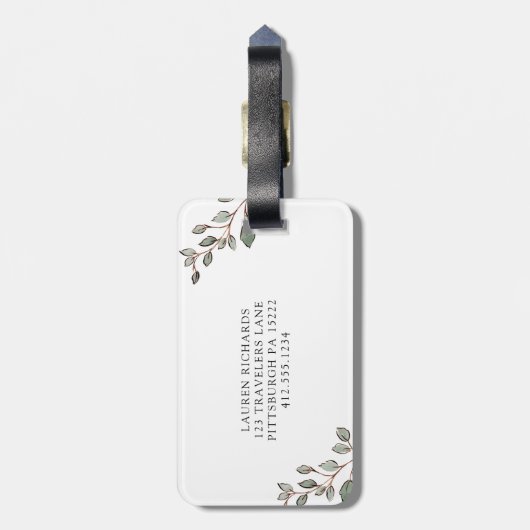 幾何学的な緑の草木|は冒険引用文を始めます ラゲッジタグ (裏面縦)