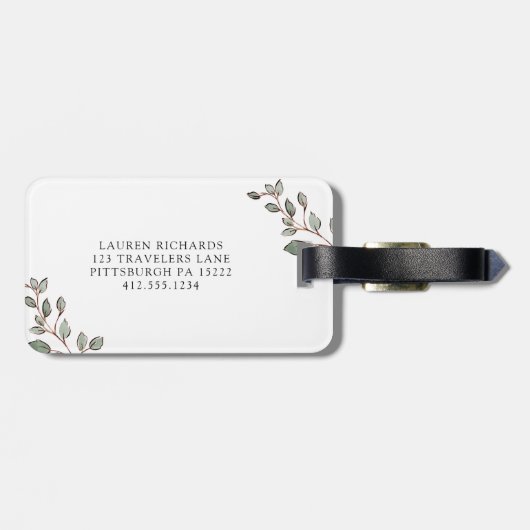 幾何学的な緑の草木|は冒険引用文を始めます ラゲッジタグ (裏面横)