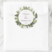 幾何学的な緑の葉のフレームありがとう ラウンドシール (バッグ)