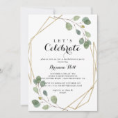 幾何学的な緑の葉の祝パーティー 招待状 (正面)