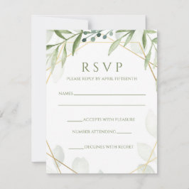 幾何学的な緑の返信カード