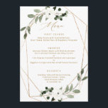 幾何学的な緑の金ゴールド結婚のメニュー メニュー<br><div class="desc">プリントのメニューで素晴らし結婚式の結婚レセプションを上げる。金ゴールドフォイルの幾何フェイクデザインを特徴とし、美しい水色の白い花と緑にアクセントを与え、洗練されたロマンチックな外観を作り出す。庭やボホに最適結婚なメニューで、ゲストに感動を与え、印象を残す。各メニューは高品質紙で作られ、お使いのパーソナライズされた文字と一緒に印刷され、あなたのテーマとデコ結婚アと完璧に調整するように設計されている。印刷されたメニューで忘れられないダイニング体験を結婚お楽しみください。今すぐ注文し、一生続く思い出を作成する準備をする。</div>