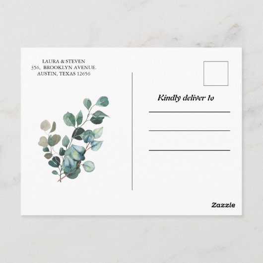 幾何学的な緑モダンが日付はがきを変更 ポストカード (裏面)