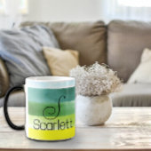 幾何学的な緑色の名前の文字コーヒーマグ モーフィングマグカップ