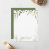 幾何学的な緑 ノートカード (正面/裏面インサイチュ)