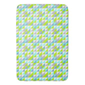 幾何学的な緑、青く白い灰色の三角形パターン バスマット (正面縦)