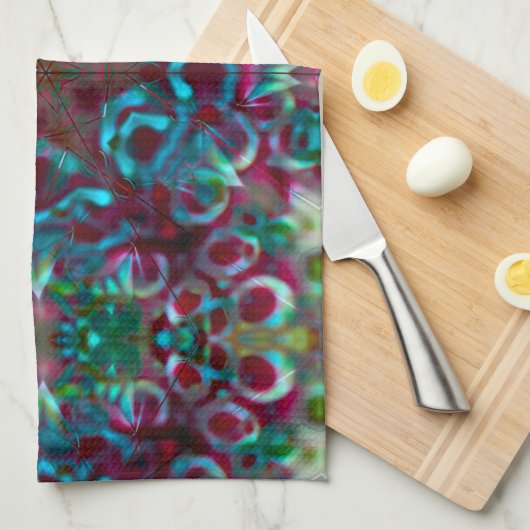 幾何学的な線とグラデーションマットの折り曲げのモザイク キッチンタオル (四つ折り)