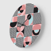 幾何学的な線、カラフル形状モザイク。 ラージ壁時計 (傾斜)