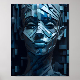 幾何学的な美しい女性顔形状女性の女の子 ポスター