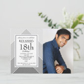 幾何学的な背景の写真の招待状 招待状 (スタンド正面)