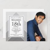 幾何学的な背景の写真の招待状 招待状 (正面/裏面)