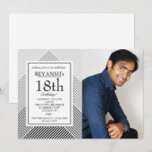 幾何学的な背景の写真招待状 招待状 (正面/裏面)