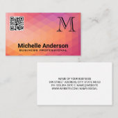 幾何学的な背景 |モノグラムQRコード 名刺 (正面/裏面)