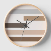 幾何学的な自然の色調ストライプのアートパターン 壁時計 (正面)