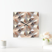 幾何学的な自然色パターン スクエア壁時計 (ホーム)
