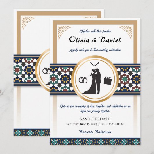 幾何学的な至福の結婚式招待状 招待状 (正面/裏面)