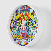 幾何学的な色数々のの図形の芸術的猫 壁時計 (傾斜)