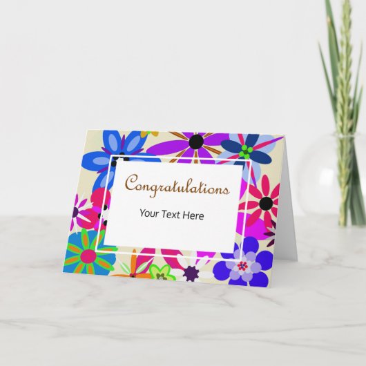 幾何学的な花おめでとう カード (正面)