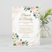 幾何学的な花のウェディングシャワーブランチとバブル 招待状 (スタンド正面)