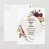 幾何学的な花のウェディング ポストカード (正面/裏面)