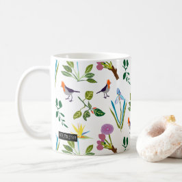 幾何学的な花のハワイの花か鳥 コーヒーマグカップ