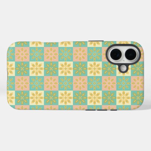 幾何学的な花のモチーフがあしらわれたシームレスなパターン Case-Mate iPhoneケース (裏面 (横))