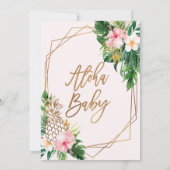 幾何学的な花のロハベビーシャワー 招待状 (裏面)