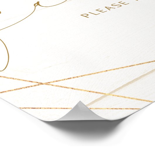 幾何学的な花の木調の結婚式サインのプチギフト ポスター (角)