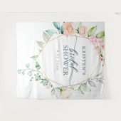 幾何学的な花の淡い水彩色のウェディングシャワー タペストリー (正面(横))