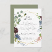 幾何学的な花の結婚式の詳細情報カード エンクロージャーカード (正面/裏面)