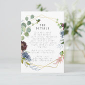 幾何学的な花の結婚式の詳細情報カード エンクロージャーカード (スタンド正面)