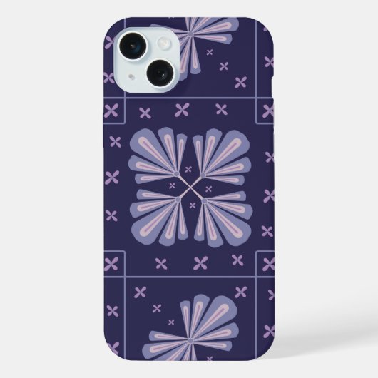 幾何学的な花びらの抽象的なリピートパターン iPhoneケース (裏面)