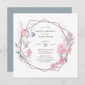 幾何学的な花フレームのブライダルシャワーの招待状 招待状 (正面/裏面)