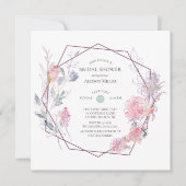 幾何学的な花フレームのブライダルシャワーの招待状 招待状 (正面)