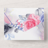 幾何学的な花柄のシルバーインクウェディングオールインワン招待状 オールインワン招待状 (裏面)