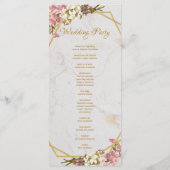 幾何学的な花模様の大理石とゴールドと蘭の結婚式 プログラム (裏面)