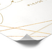 幾何学的な花模様の木目調ウェディングサイン ギフト ポスター (角)