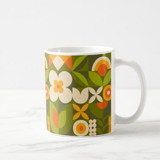 幾何学的な花模様 コーヒーマグカップ (右)