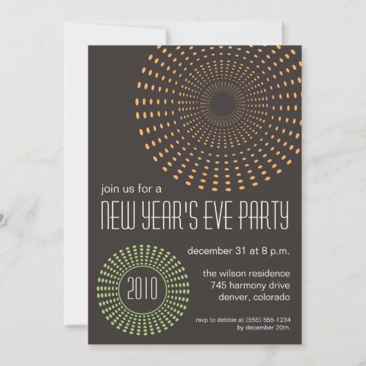 幾何学的な花火の新年のパーティの招待状 招待状 (正面)