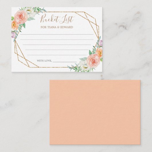 幾何学的な花結婚のバケットリストアイディアカード エンクロージャーカード (正面/裏面)