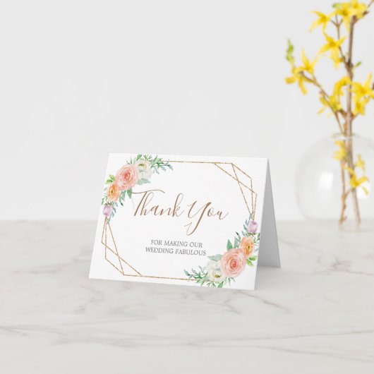 幾何学的な花結婚のベンダーサンキューカード カード (黄色い花)