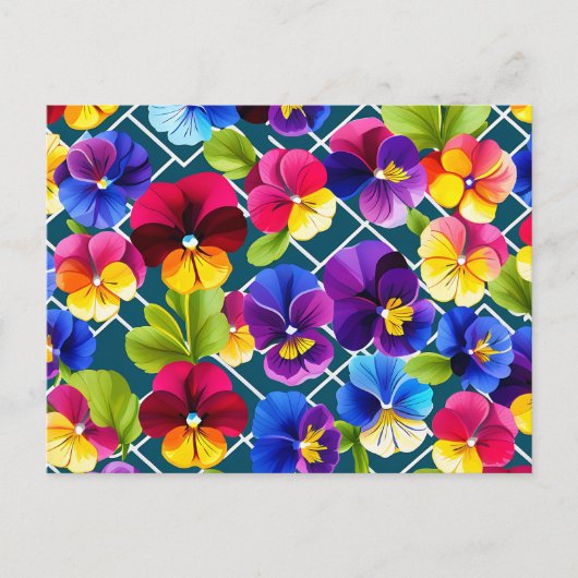 幾何学的な花鮮やか類 ポストカード (正面)