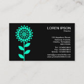 幾何学的な花 – ターコイズオン黒 名刺 (裏面)