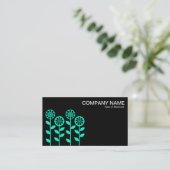 幾何学的な花 – ターコイズオン黒 名刺 (スタンド正面)