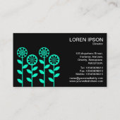 幾何学的な花 – ターコイズオン黒 名刺 (裏面)