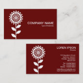 幾何学的な花 – ルビーの白 名刺 (正面/裏面)