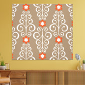 幾何学的な花：ヴィンテージシームレスなデザイン キャンバスプリント (インサイチュ (リビング))